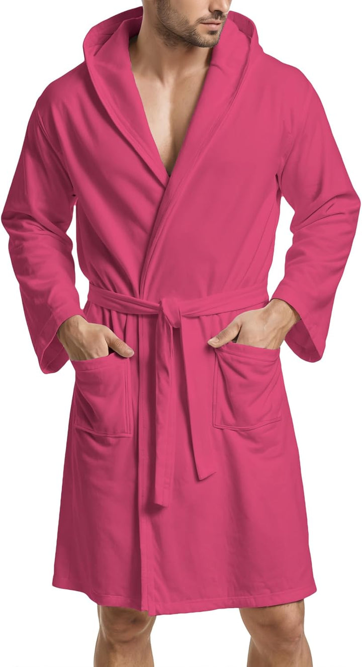 PETTI Artigiani Italiani - Unisex Bademantel, Weiss, One Size, Mikrofaser, Kapuze, Gürtel, Taschen,