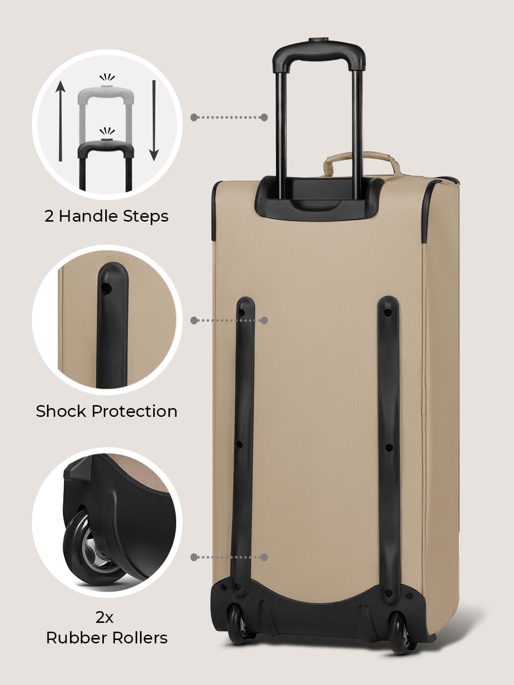 REDOLZ grosse L Trolley-Reisetasche mit Rollen 71 cm | 81 Liter | für Männer & Frauen (Duffle Essent