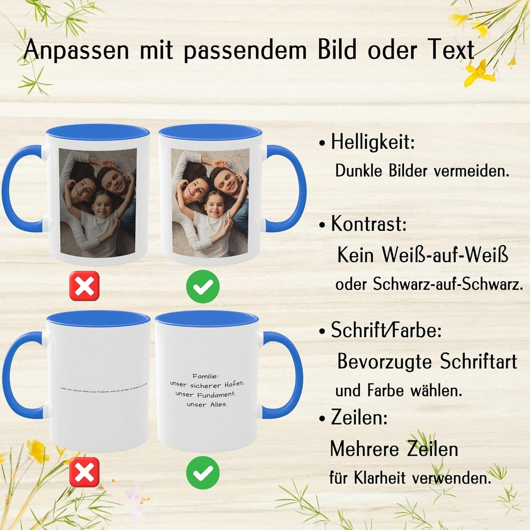 Individuelle Tasse mit Bild oder Text Ihrer Uploads, personalisierte Tasse, mikrowellen- und spülmas