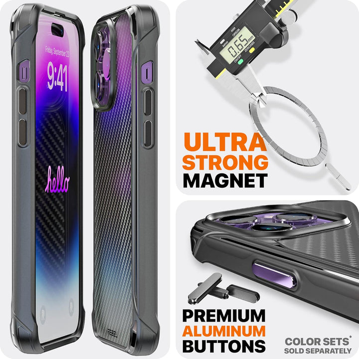 REBEL Handyhülle für iPhone 14 Pro Max Serie GEN-4 Aramidfaser, stark MagSafe-kompatibel, schützende