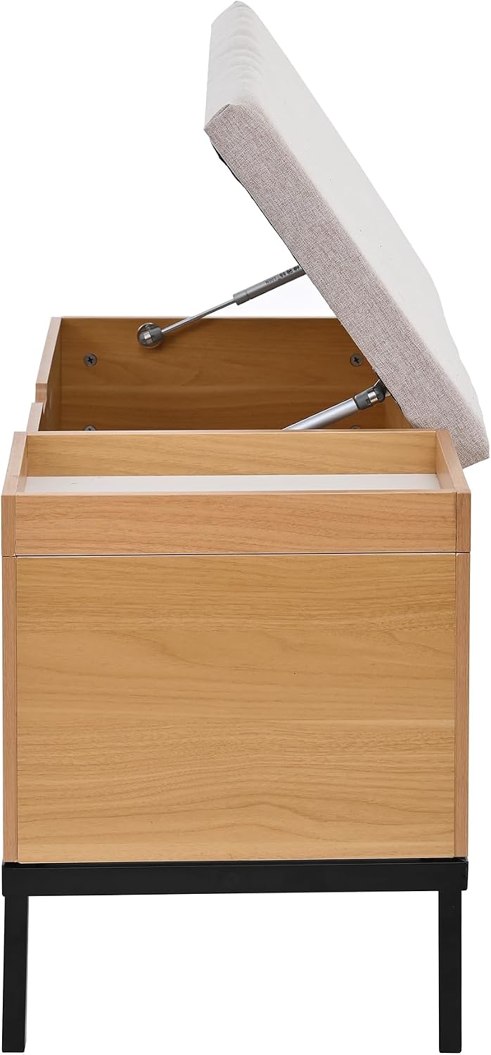 Merax Schuhschrank mit gepolsterter Sitzbank, Schuhbank mit Sitzfläch, mit Stauraum, Klappdeckel und