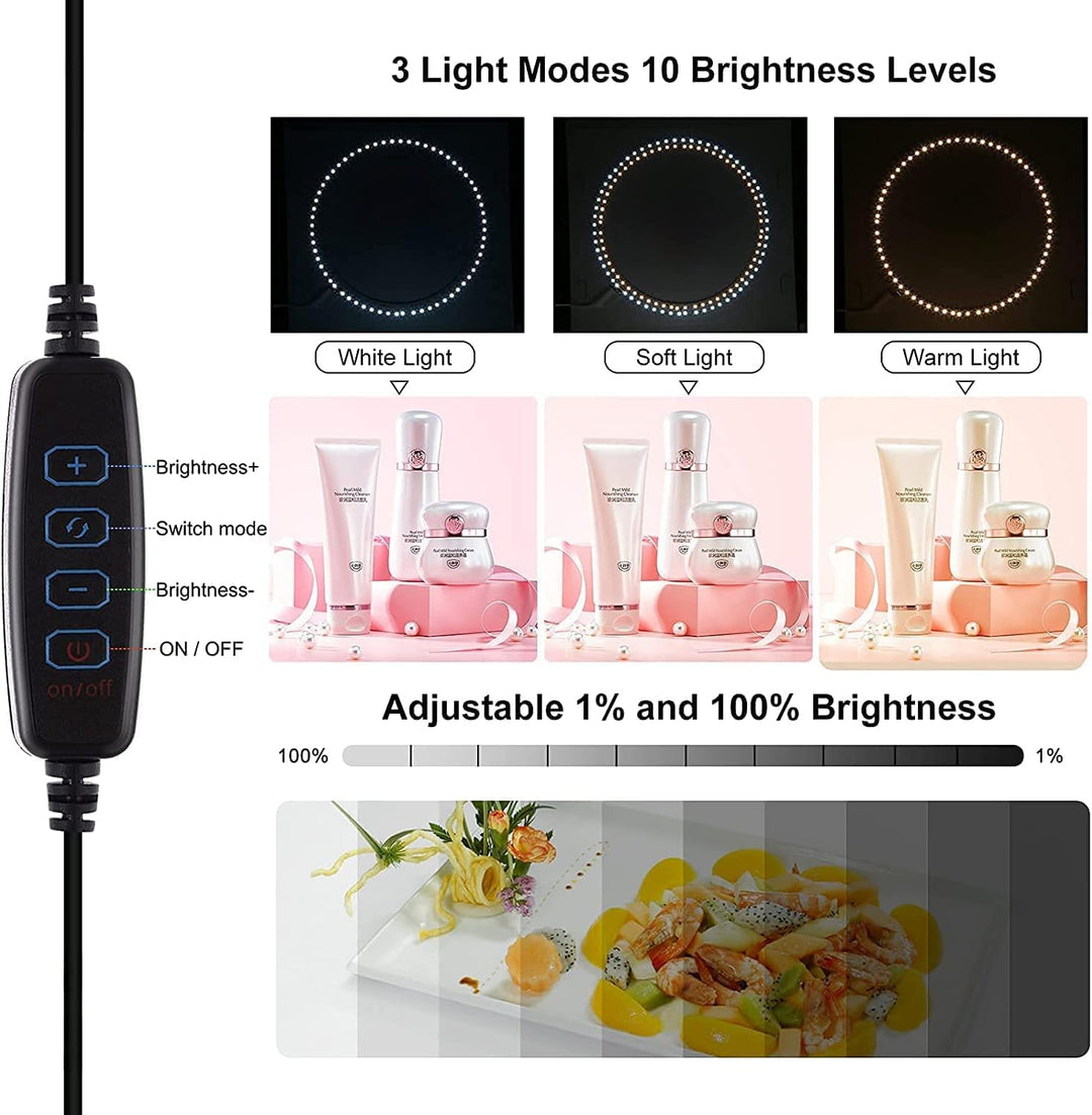 OBEST Studio-Lichtbox, 40 cm, tragbar, faltbar, mit Mehreren Winkeln, verstellbare LED-Lichter, 12 A