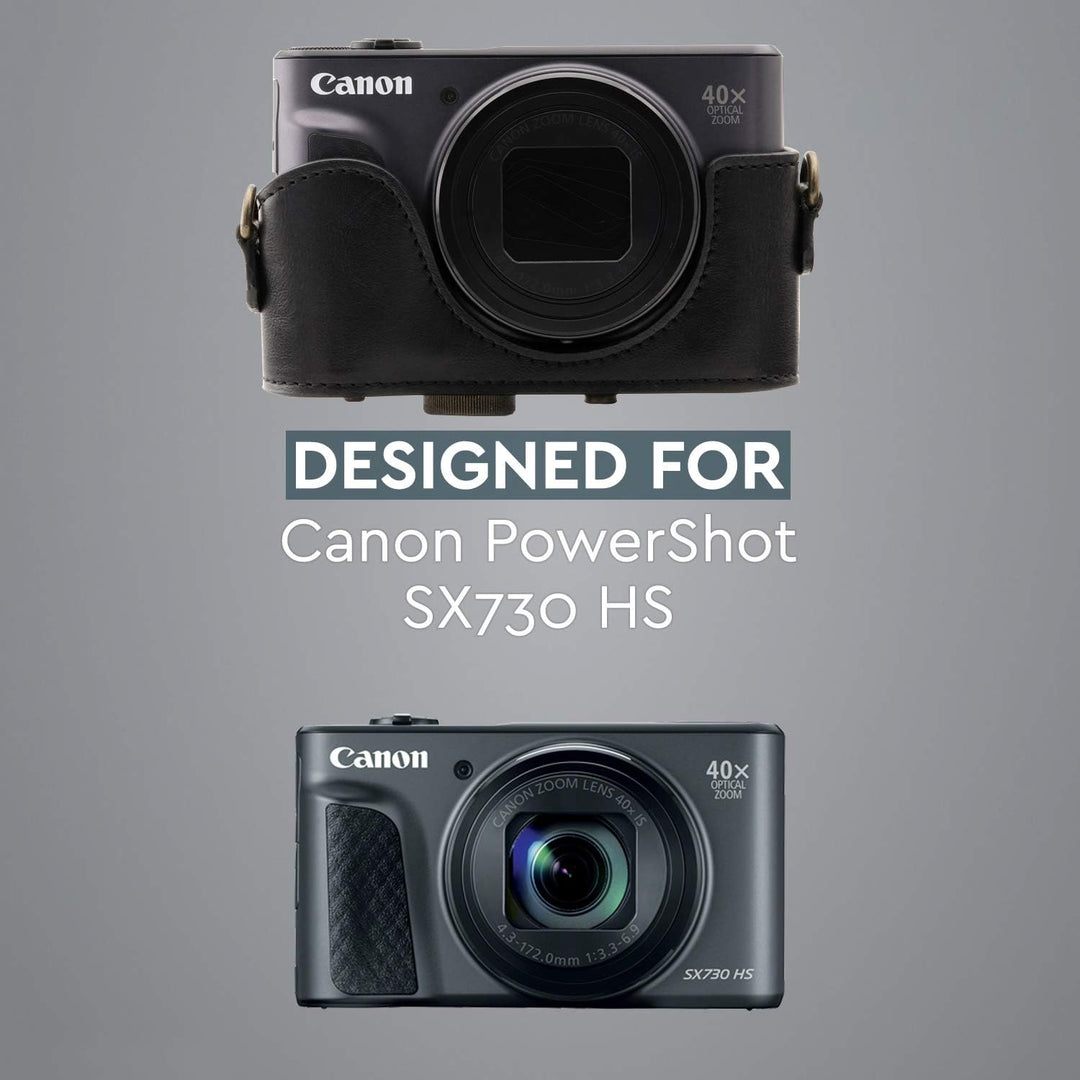 MegaGear MG1173 Canon PowerShot SX740 HS, SX730 HS Ever Ready Leder Kameratasche - Schwarz, Schwarz