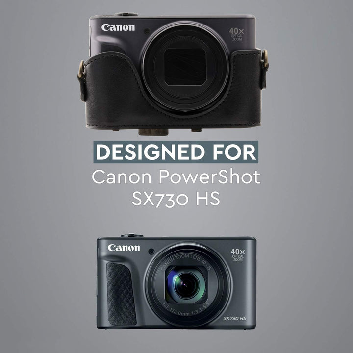 MegaGear MG1173 Canon PowerShot SX740 HS, SX730 HS Ever Ready Leder Kameratasche - Schwarz, Schwarz