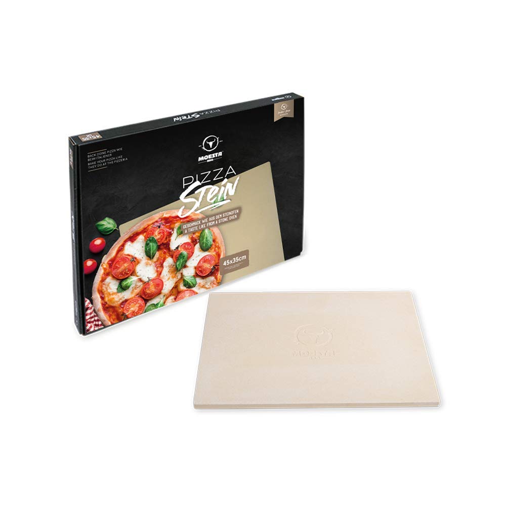 MOESTA-BBQ 19217 - Pizzastein No. 1 - Eckig 45 x 35cm - Cordierit Naturstein – Italienische Pizza vo