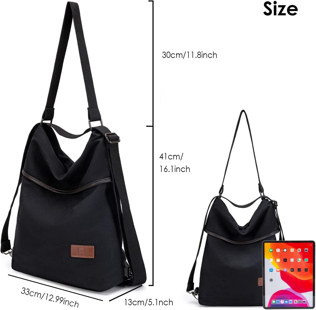 Travistar Damen Canvas Schultertasche Rucksack Gross Handtasche Vintage Damen umhängetasche Anti Die