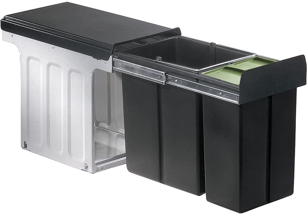 Wesco Abfallsorter BIO DOUBLE MASTER / ab 30 cm Schrankbreite / Abfalleimer 25,4 x 32 x
