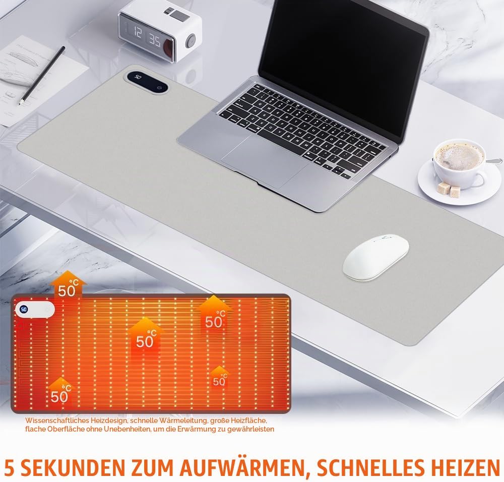 CJBIN Beheizte Schreibtischunterlage, 80X33cm Wasserdichter Beheiztes Mousepad, Beheizbare Schreibti