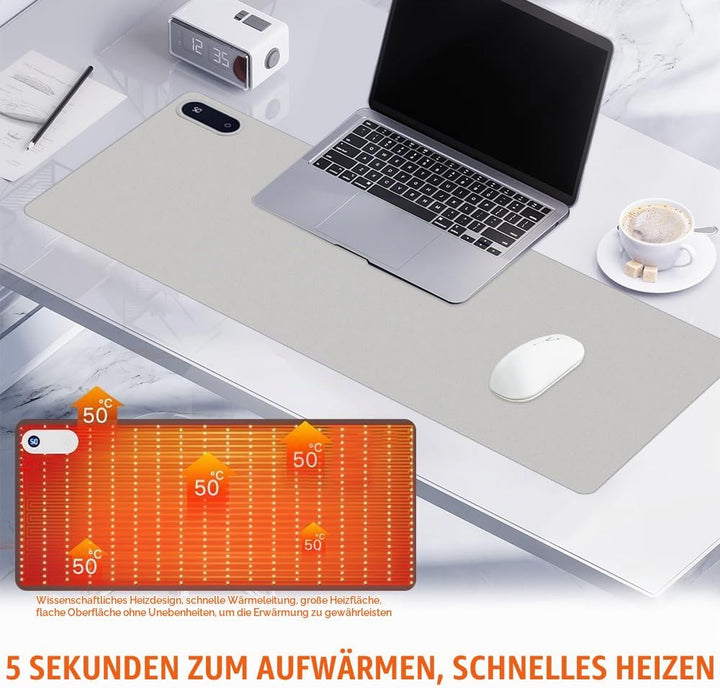 CJBIN Beheizte Schreibtischunterlage, 80X33cm Wasserdichter Beheiztes Mousepad, Beheizbare Schreibti