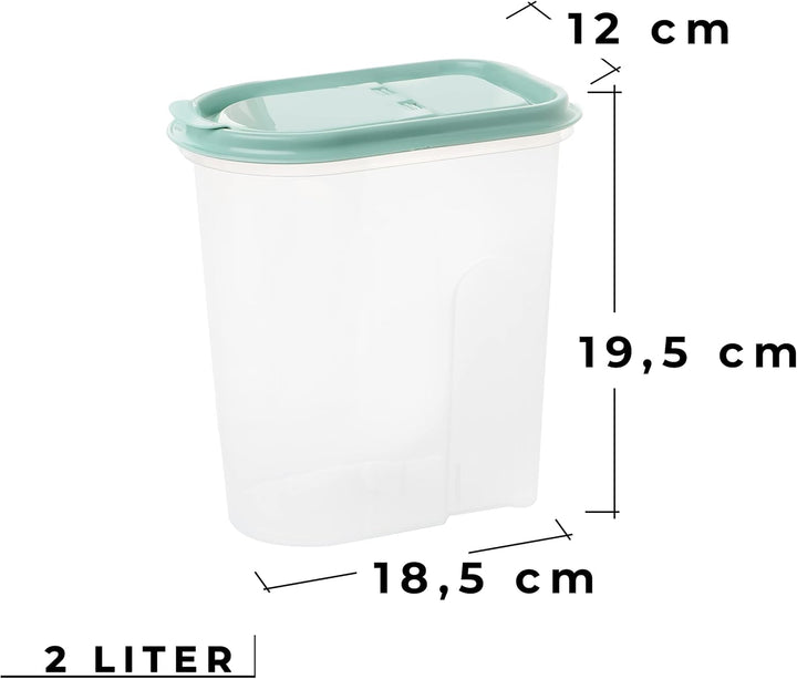 2friends Vorratsdosen 4er set,Schüttdosen 2 Liter, transparent mit Klappdeckeln, Müslispender, Farbe