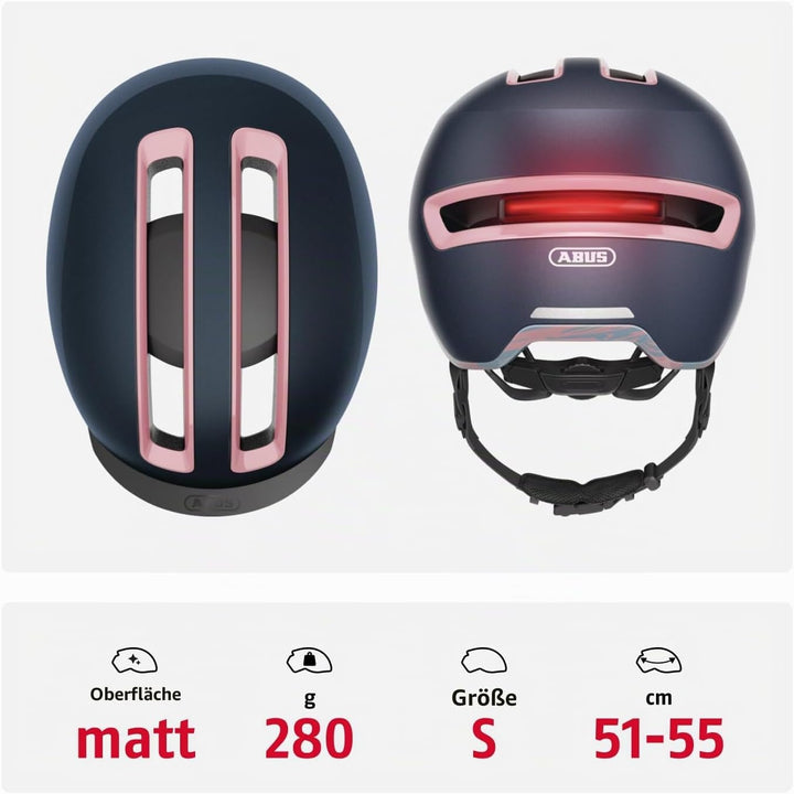 ABUS Urban Helm HUD-Y - mit magnetischem, aufladbarem LED-Rücklicht &amp; Magnetverschluss - cooler Fahr