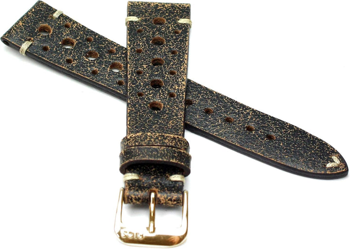 RIOS1931 Rallye Gold Vintage Rindsleder Uhrenarmband handgemacht in Deutschland Robust 20mm schratch