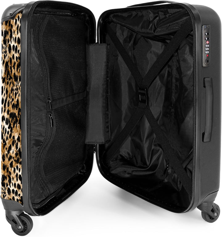 NoBoringSuitcases.com® Grosser Koffer - Leopardenmuster - Braun - Tiermuster - Tiere - Design - Komb