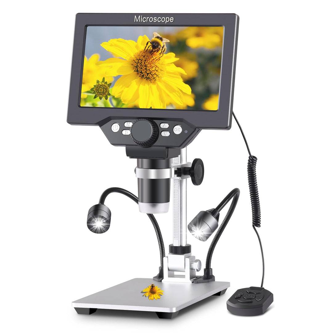 Koolertron LCD Digital Mikroskop, 7 Zoll 1080P USB Mikroskop mit Licht und Fernbedienung, Mikroskopk
