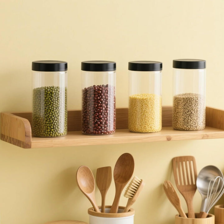 12 Stück 1000ml Vorratsdosen mit Deckel Kunststoff, transparente Kunststoffgläser mit Deckel, leere