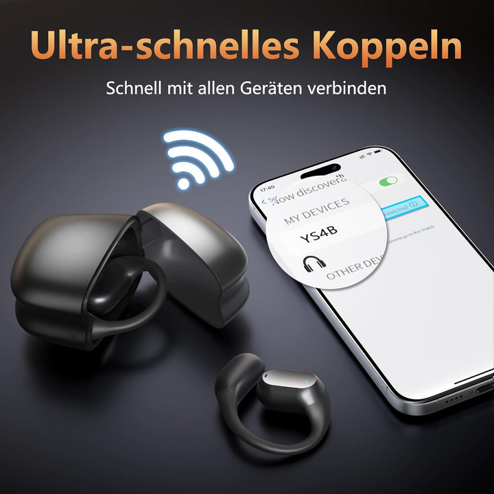 Open-Ear-Kopfhörer, kabelloses Bluetooth-Headset, integriertes Mikrofon, Bequeme Ohrhörer mit weiche