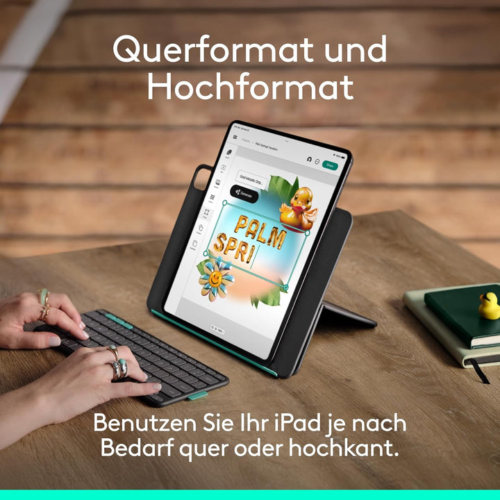 Logitech Flip Folio, Tastatur-Case für iPad Pro 13 Zoll (M4 und M5) und iPad Air 13 Zoll (M2 und M3)