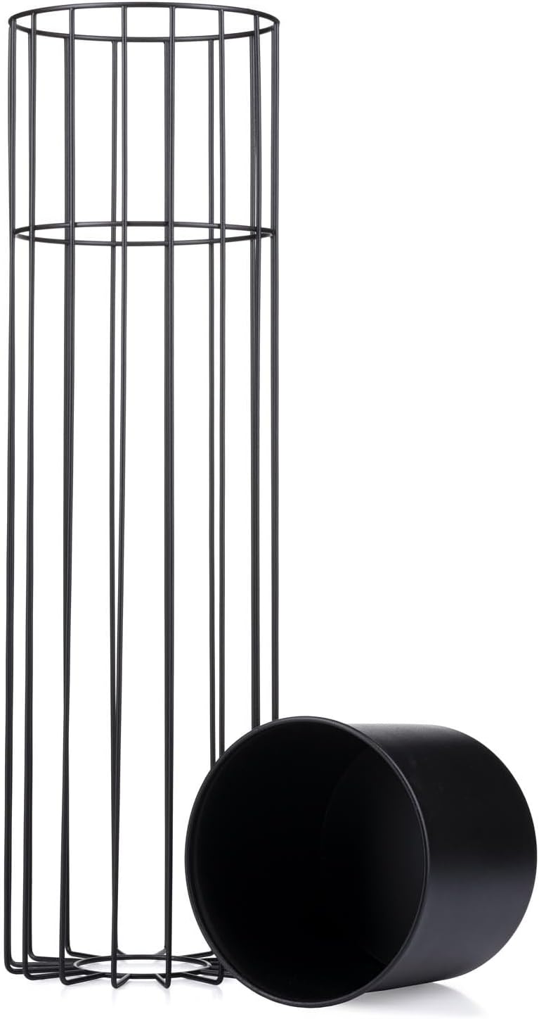 HowHomely Moderne Blumenständer Metall 70 cm Hoch mit Schwarz Blumentopf Rund 19 cm Ø auf Robuste St