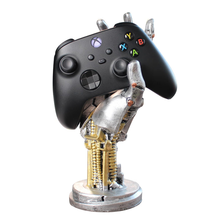 Cyberpunk Kunstwerk – Gaming Kopfhörerständer und Controller Ständer – Futuristisches Metalloptik De