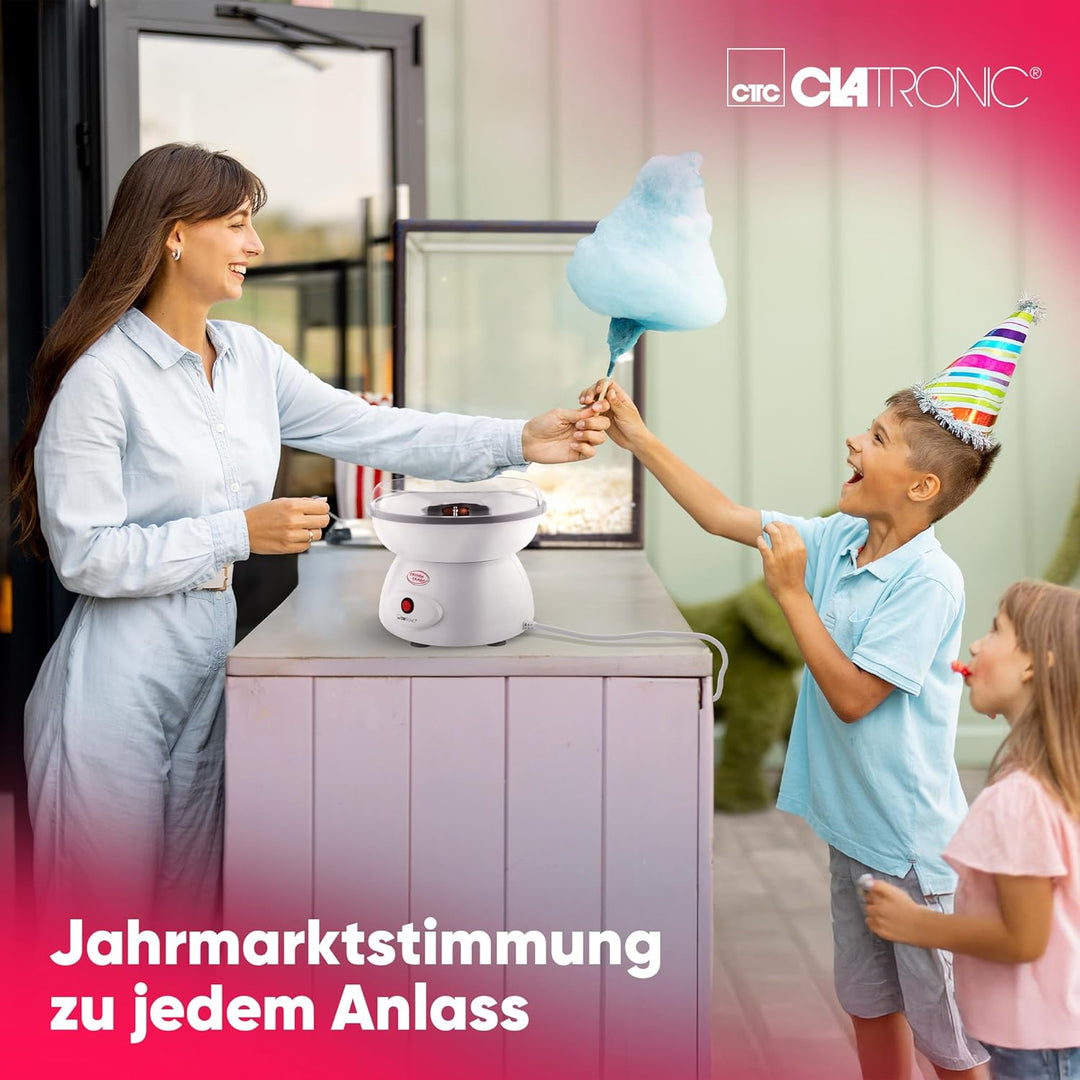 Clatronic Zuckerwatten-Maker | Süsse Leckereien für jede Party | Zuckerwattemaschine mit Quarz-Heize