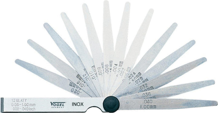 Vogel Germany Fühlerlehren-Satz (20 Blatt, Messbereich: 0.05-1.00 mm, aus rostfreiem Stahl, konische