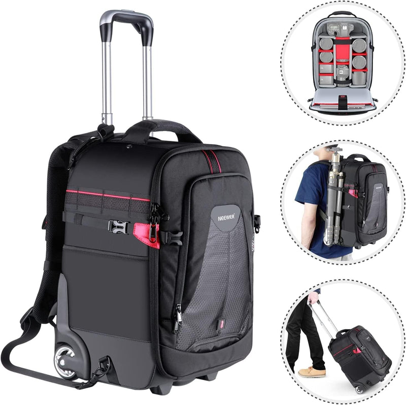 Neewer 2-in-1 rollend Kamera Rucksack Trolley Hülle Anti Schock Abnehmbare gepolsterte Fach, verstec