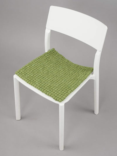 myfelt Filzkugel-Sitzauflage Stuhlauflage - Kaspar - quadratisch, 36x36 cm, Dunkelgrün, Dunkelgrün