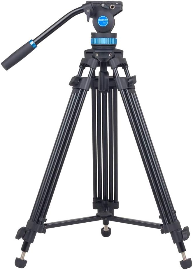 SIRUI Video Tripod Stativ SH15,Aluminium Travel Videostativ mit 360°Fluidkopf,155cm, Max Load 10KG N