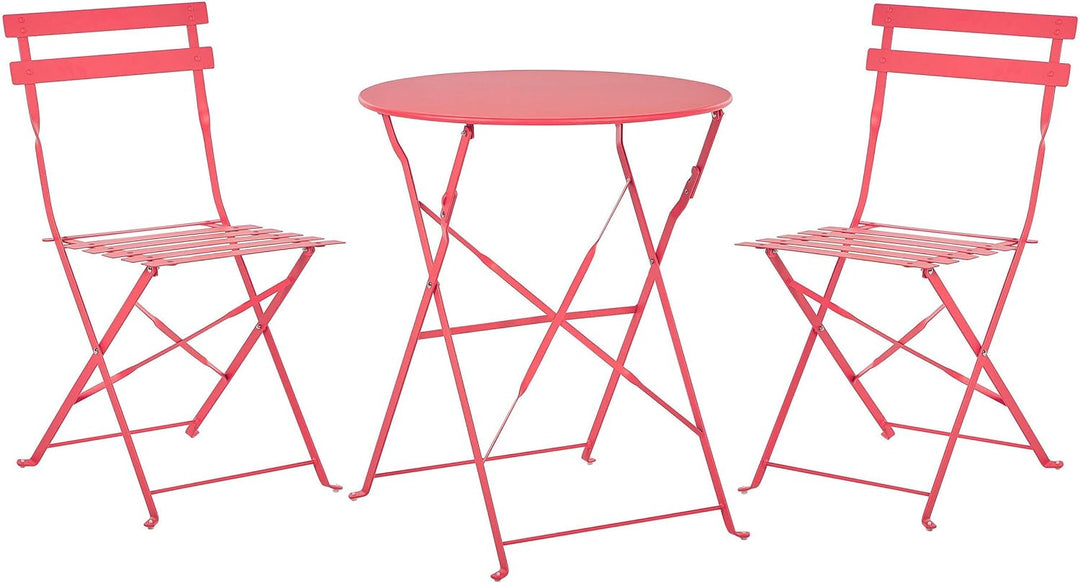 Modernes Balkonset Tisch mit 2 Stühlen aus Stahl rot Fiori