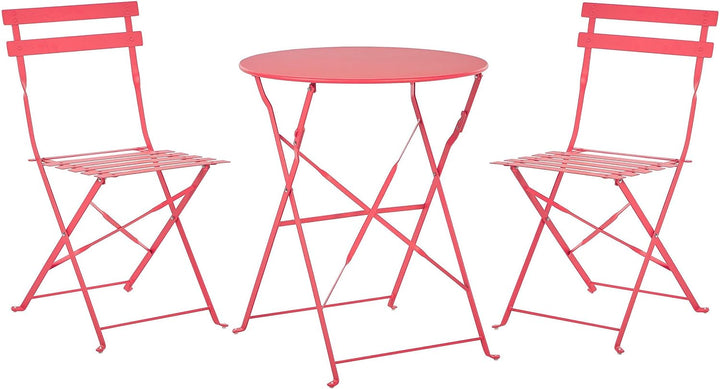 Modernes Balkonset Tisch mit 2 Stühlen aus Stahl rot Fiori