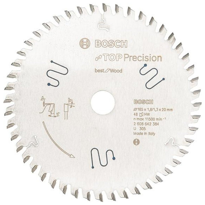 Bosch Professional 1x Kreissägeblatt Top Precision Best for Wood (Holz, Sägeblatt Ø 165 x 20 x 1,8 m