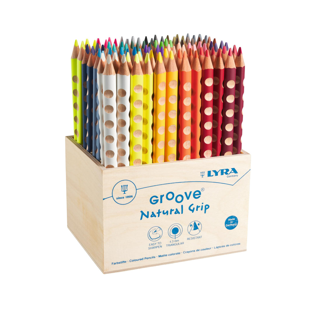 LYRA 946209 Groove Holzaufsteller mit 96 Farbstiften, Sortiert 96 Stück (1er Pack), 96 Stück (1er Pa