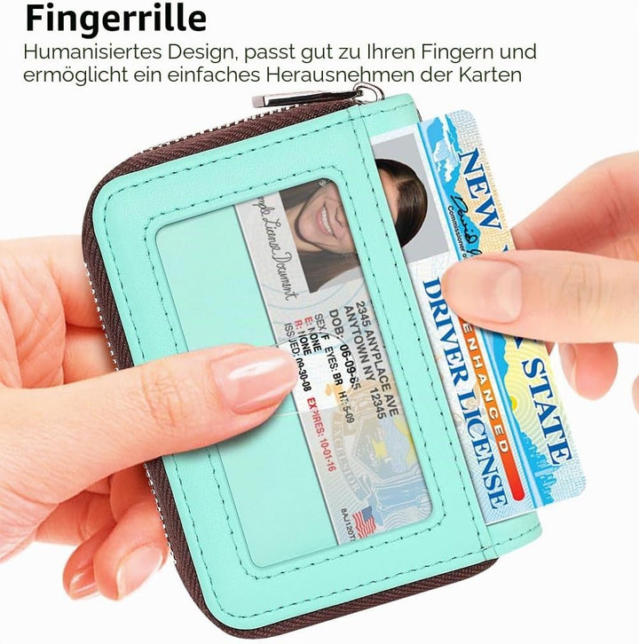 FurArt Kreditkartenetui für Damen und Herren, RFID Schutz,Schlüsselanhänger,Reissverschlussetui Blau