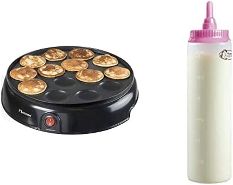 Bestron Poffertjes Maker, inkl. Teigportionierer für 700ml mit Skala, Ideal zum Befüllen des Poffert