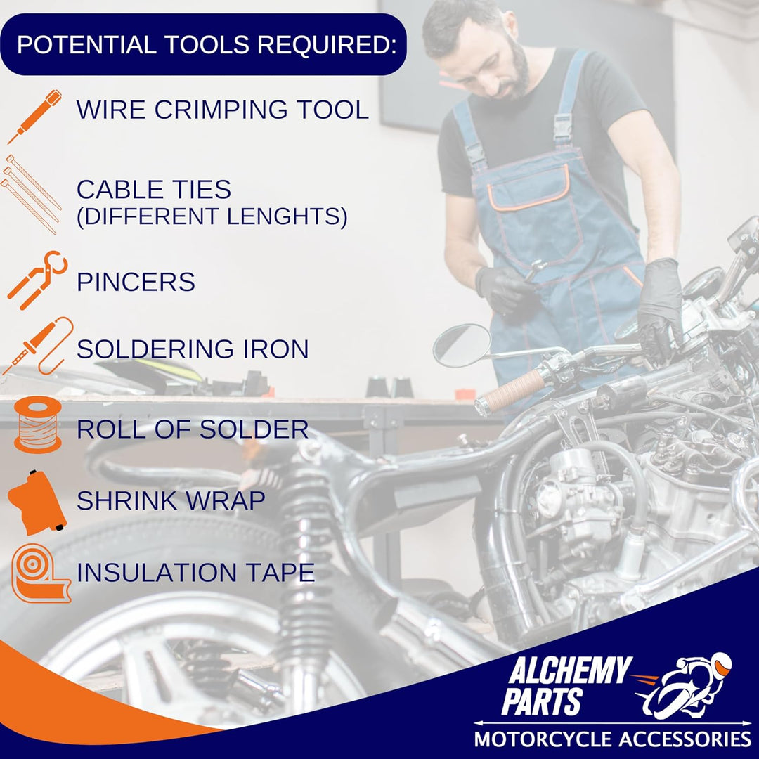 Alchemy Parts Motorrad Scheinwerfer Nebelscheinwerfer Kabelbaum Set mit ein/Aus-Schalter für Motorra