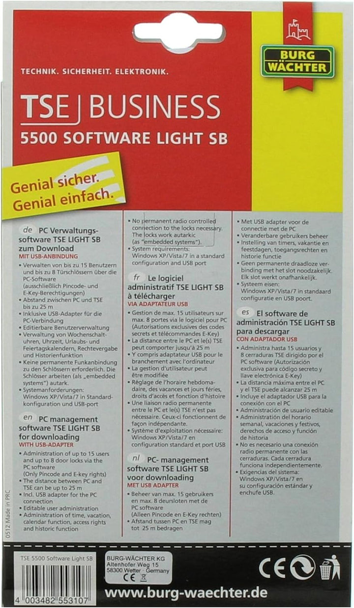 Burg-Wächter TSE PC-Software 8 Türschlösser