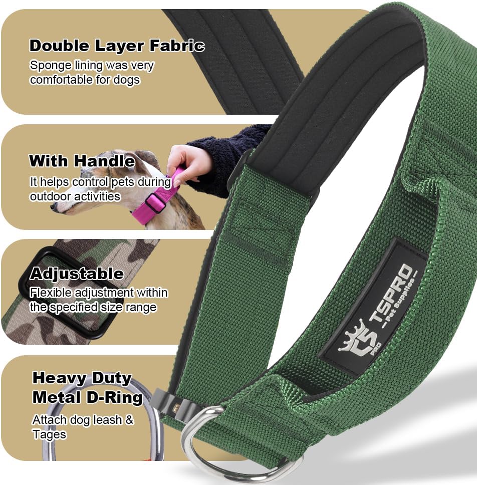 TSPRO Premium Hundehalsband mit Griff Dickes Verstellbares Hundehalsband Schwere Ausführung Schnellv