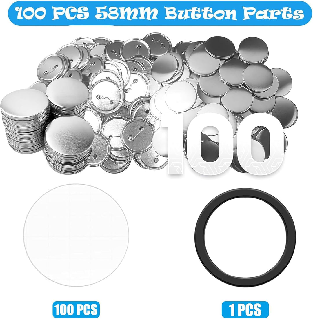 100 Stück 58mm/2.25 Inch Leere Schaltfläche Abzeichen Teile für Buttonmaschine, Metall Anstecknadeln