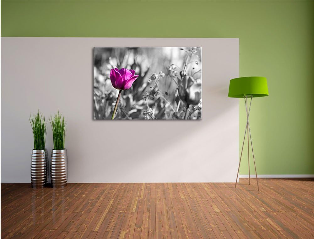 Pixxprint Blumen im Sonnenschein B&W Detail, Format: 100x70 auf Leinwand, 100x70