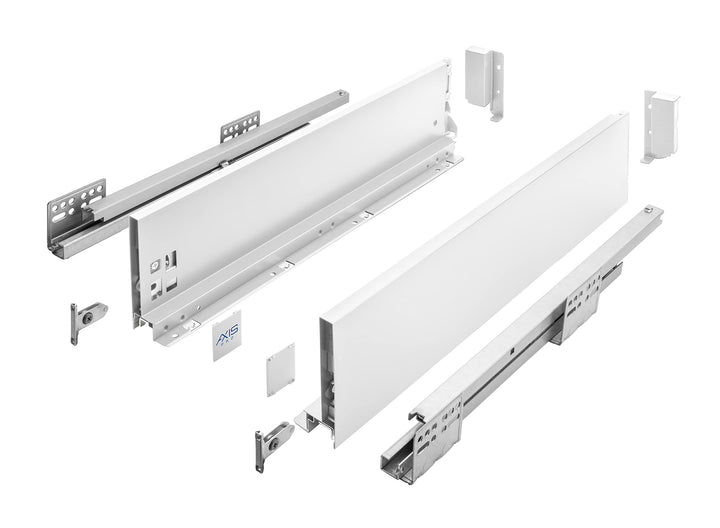 GTV Schubladenschienen AXIS PRO I Schubladenauszüge mit Vollauszug I Weiss I Belastbarkeit bis 40 kg