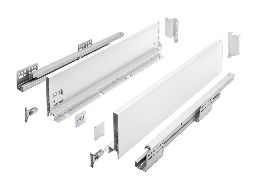 GTV Schubladenschienen AXIS PRO I Schubladenauszüge mit Vollauszug I Weiss I Belastbarkeit bis 40 kg