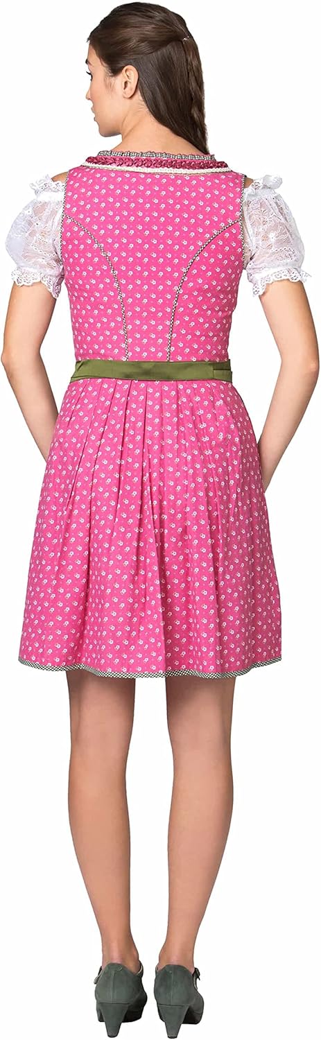 Stockerpoint Damen Dirndl Martina Kleid für besondere Anlässe 32 Pink-grün, 32 Pink-grün