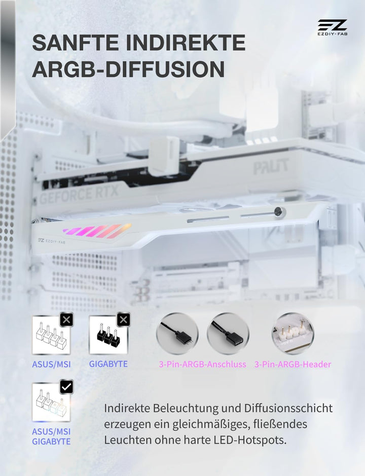 EZDIY-FAB VH90 ARGB Grafikarten-Stützhalterung,Verstärkte Verstellbare Anti-Sag GPU-Halterung mit Pr