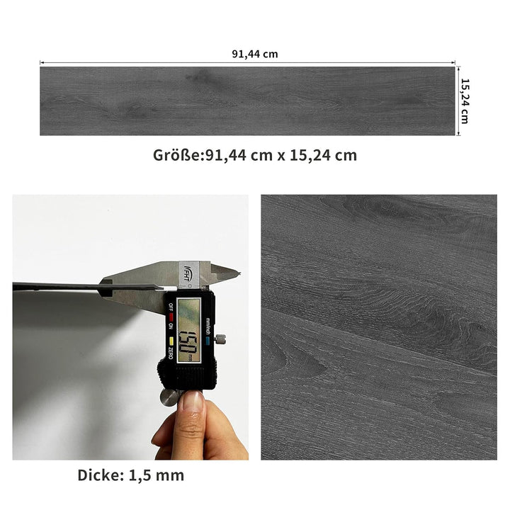 MULGREAT Vinyl-Bodenbelag selbstklebende Dielen PVC-Bodenbelag selbstklebend langlebige Holzmaserung
