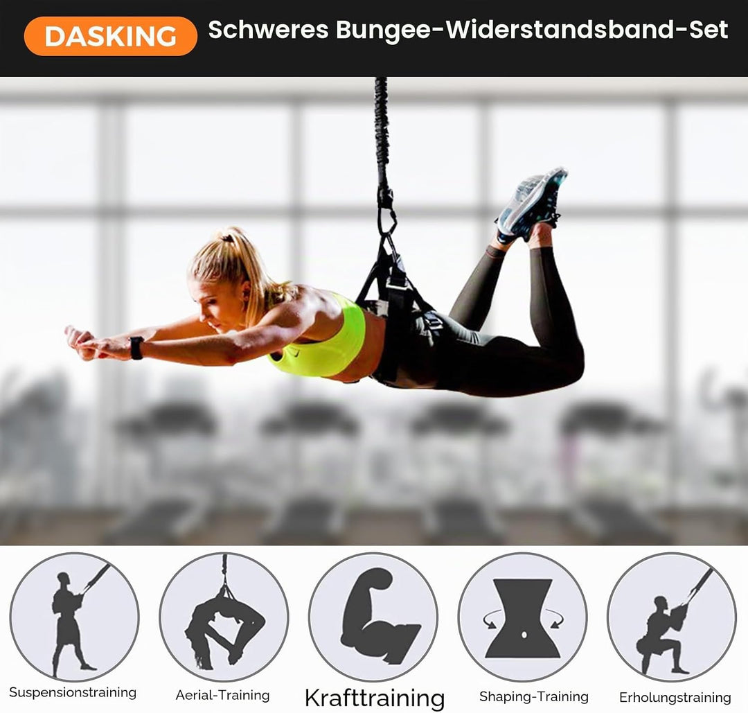 DASKING Heavy Bungee Band Set, Air Yoga Widerstand Bungee Stretch Gürtel, 4D Bungee Tanzseil, Exerci