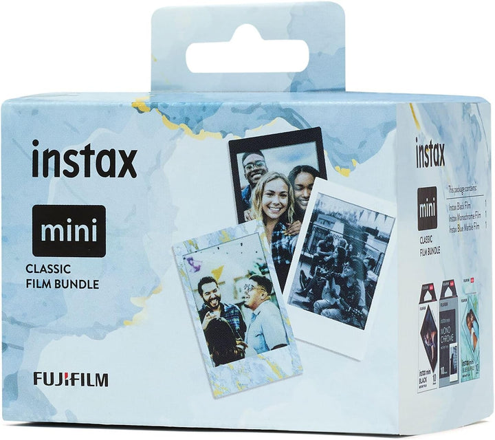 instax Mini Film 3'er Pack mit Black Frame, Blue Marble & Monochrome