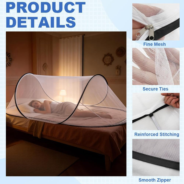 Moskitonetz Pop Up, 200 x 80 x 56 cm Faltbares Moskitonetz, Tragbares Moskitozelt mit Transportbeute