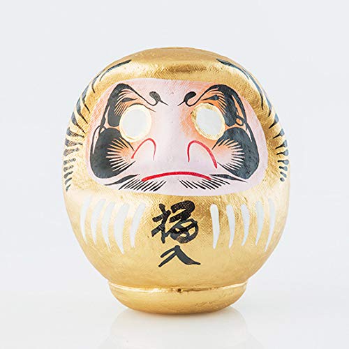 Daruma Japanischer Amulett 12 cm, Aus Pappmaché, Grösse 2 (Golden), Golden