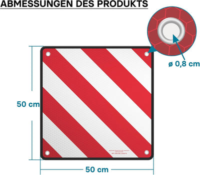 Wiltec 2in1 rot weisse Warntafel Spanien und Italien aus Aluminium mit Befestigungslöchern 500x500 m