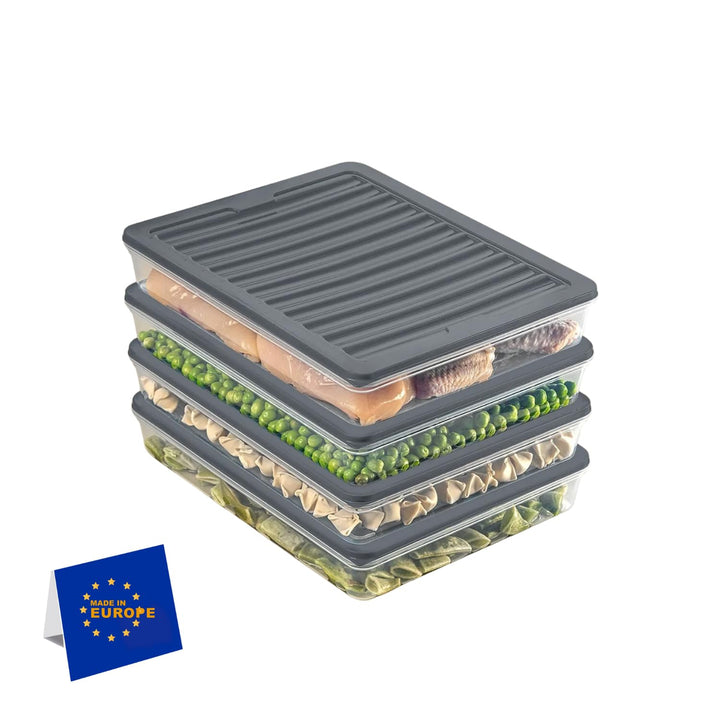 Stapelbare Frischhaltedosen, Vorratsdosen-Set, Gefrierfach & Kühlschrank Organizer mit Deckel, Frost